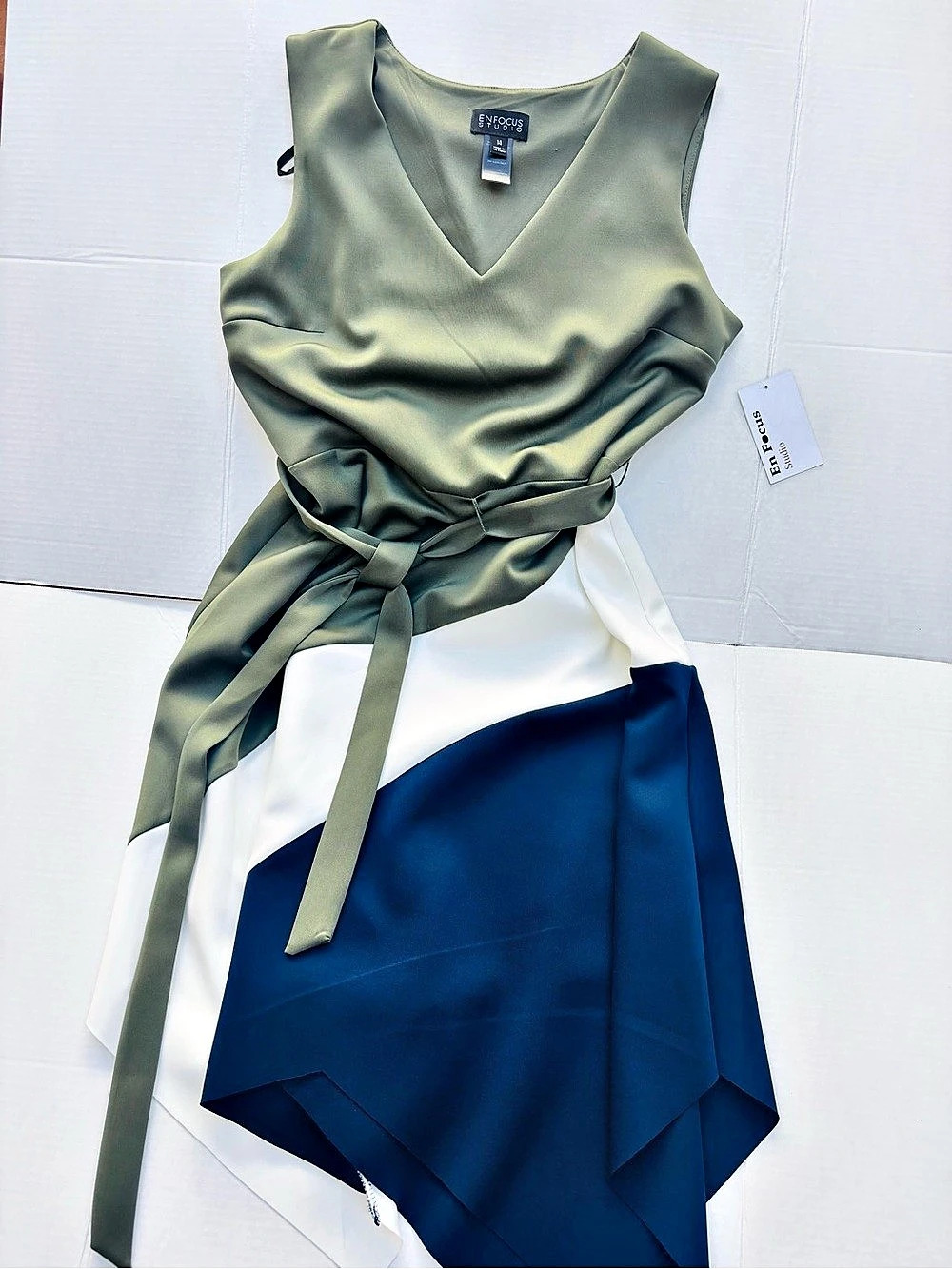 En Focus Studio Color Block Asymmetrical Dress Size 14